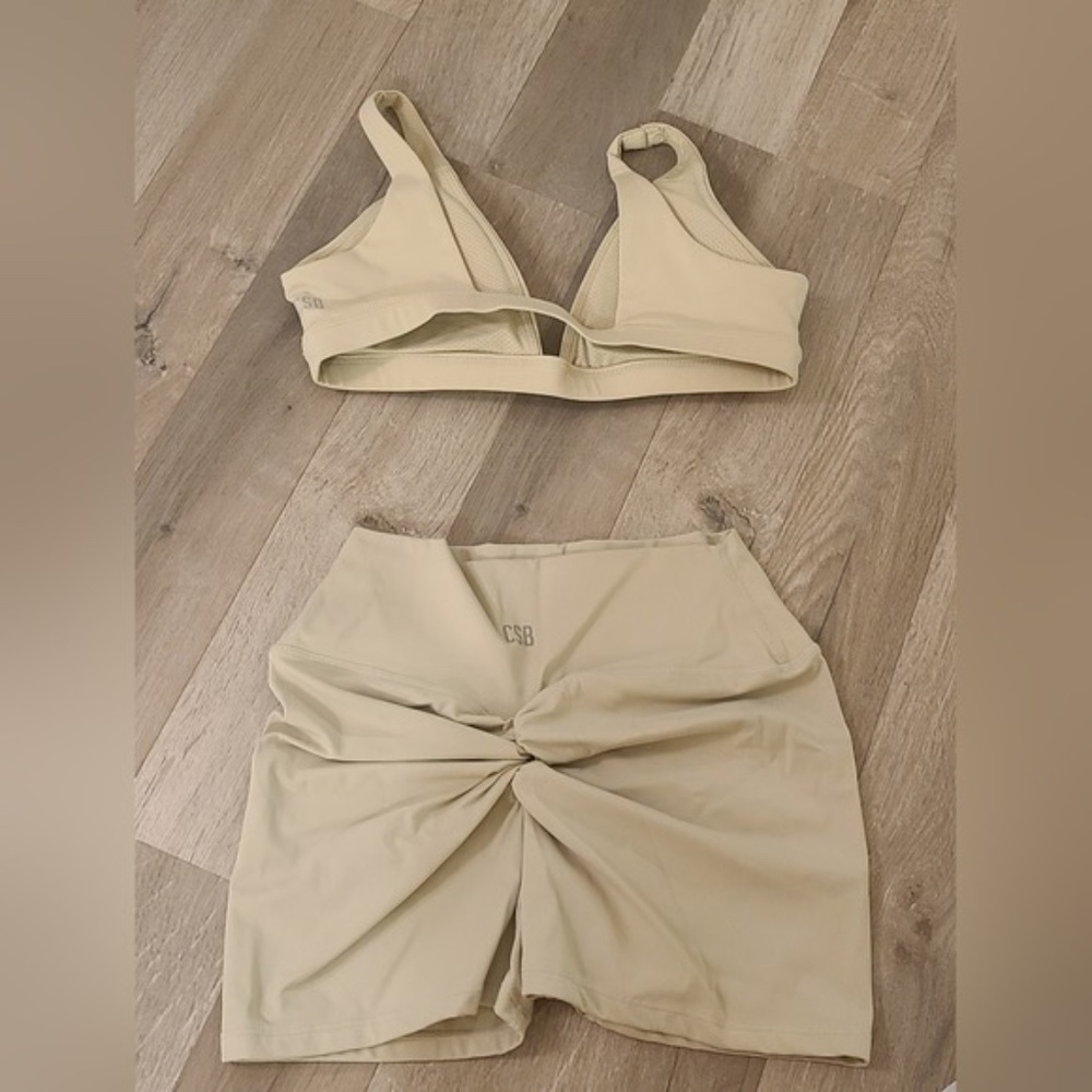 CSB Scrunch Shorts & Freedom Crop Top Set in Chai. - Picture 5 of 11